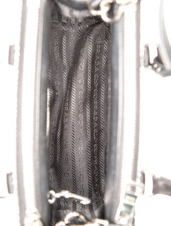 Prada Enameled Metal Triangle Galleria Double Zip Mini