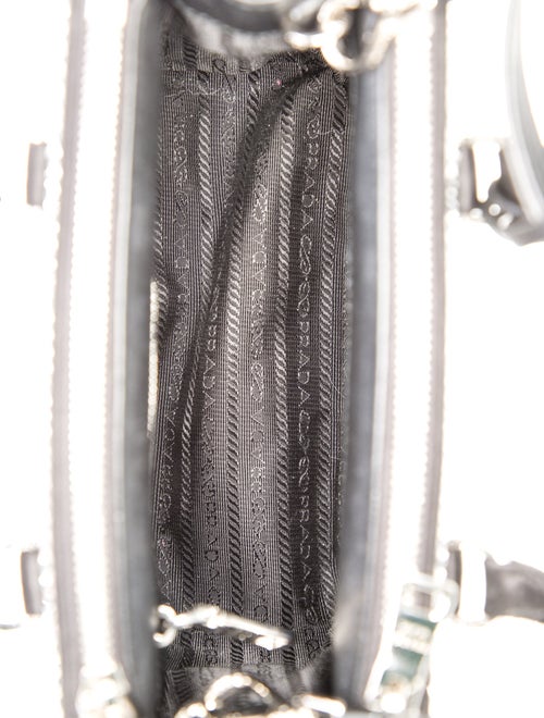 Prada Enameled Metal Triangle Galleria Double Zip Mini