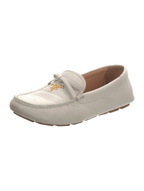 Prada Leather Bow Accents Loafers