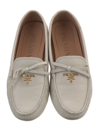 Prada Leather Bow Accents Loafers
