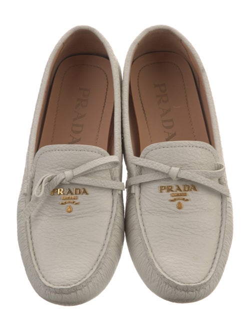 Prada Leather Bow Accents Loafers