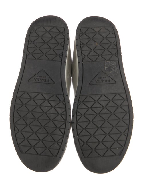 Prada Enameled Metal Triangle Leather Sneakers