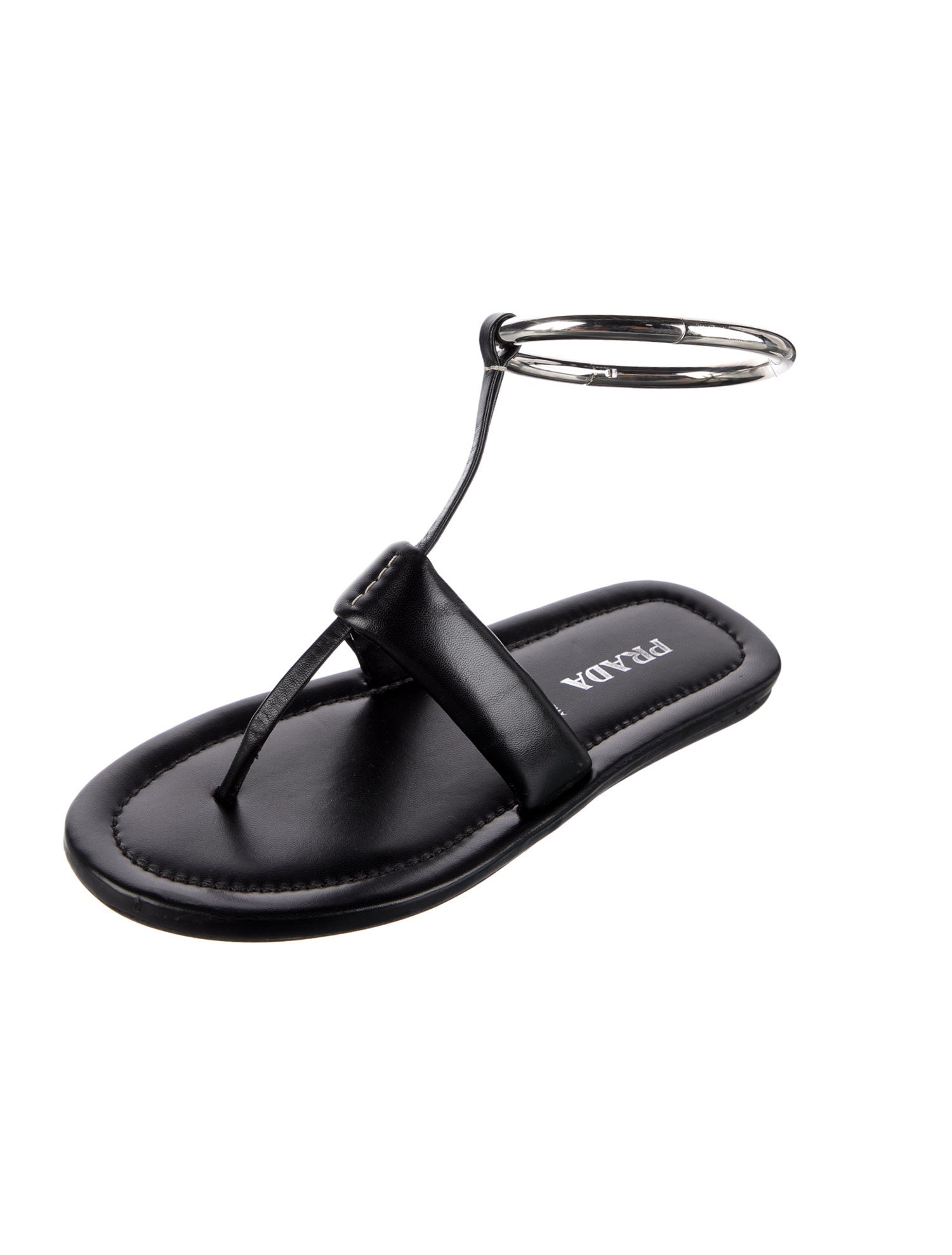Prada Leather T-Strap Sandals
