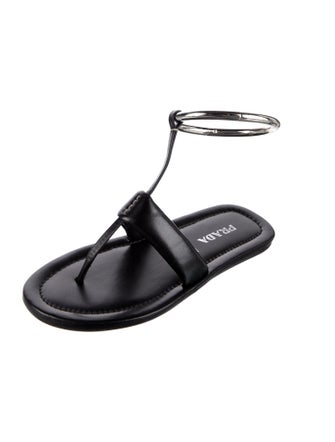 Prada Leather T-Strap Sandals