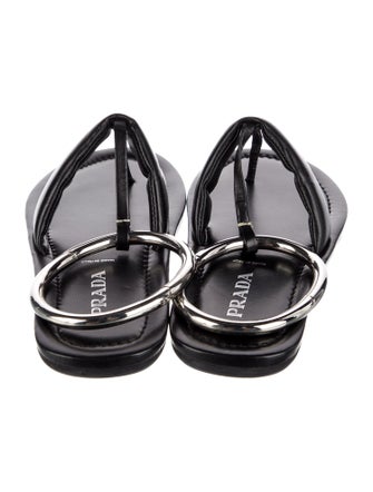 Prada Leather T-Strap Sandals