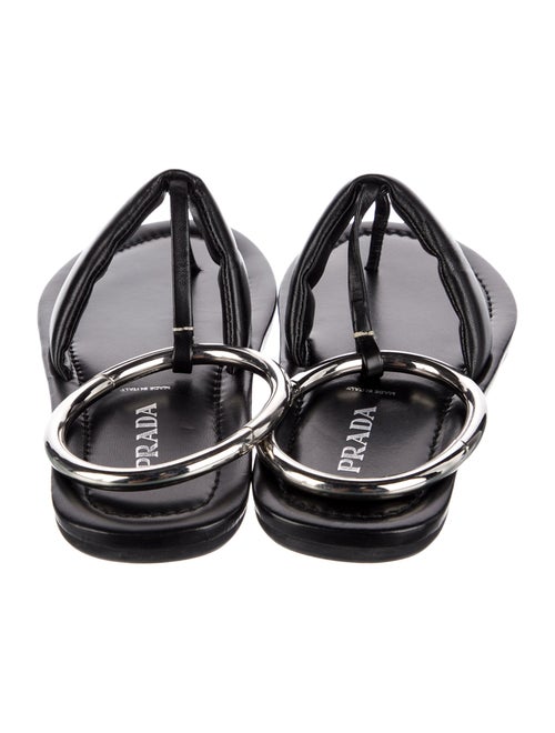 Prada Leather T-Strap Sandals