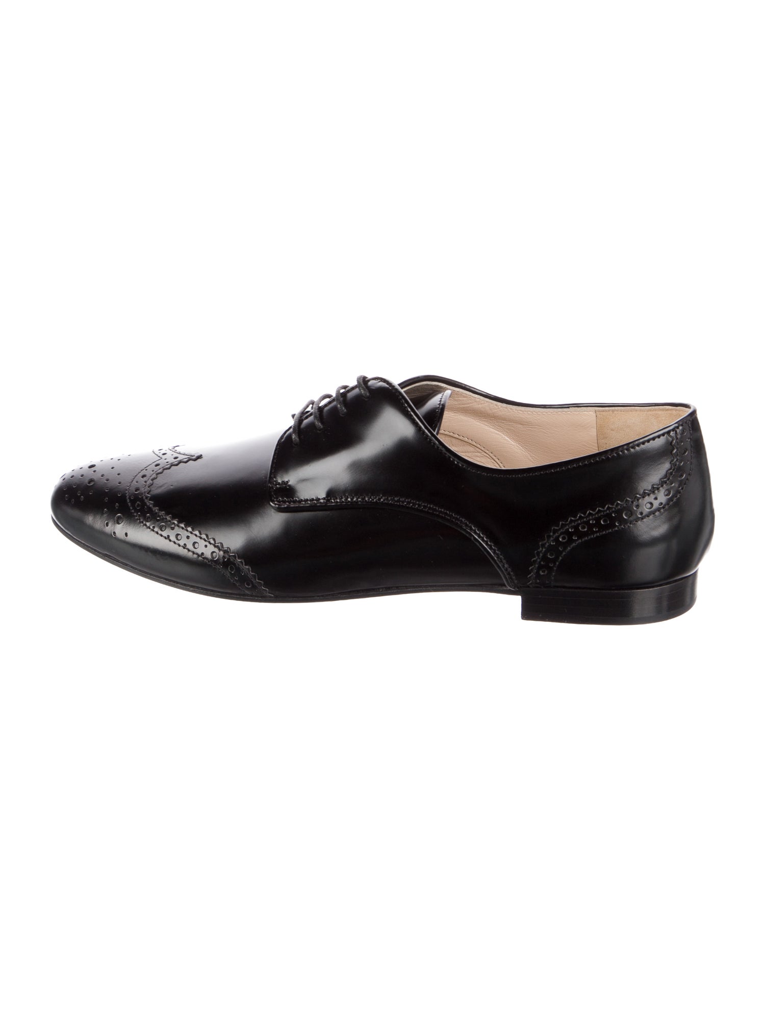 Prada Leather Eyelet Trim Brogues