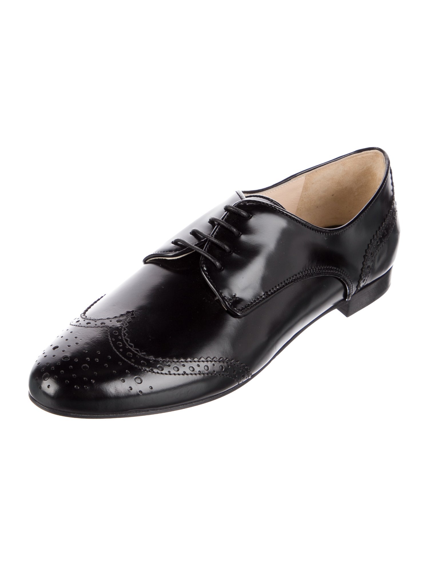 Prada Leather Eyelet Trim Brogues