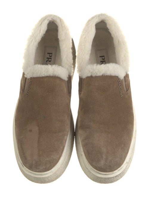 Prada Suede Faux Fur Trim Sneakers
