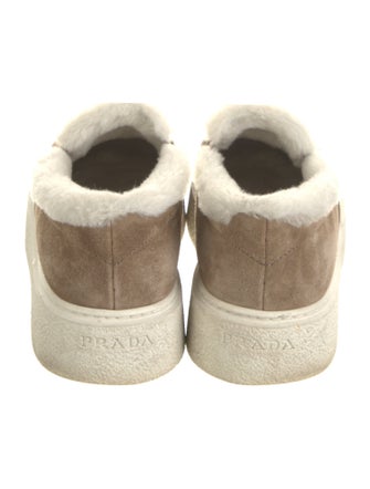 Prada Suede Faux Fur Trim Sneakers