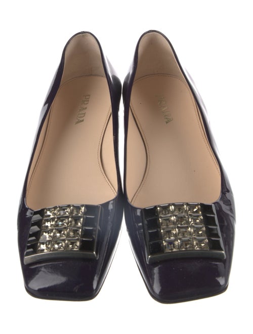 Prada Patent Leather Crystal Embellishments Ballet Flats