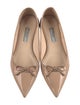 Prada Patent Leather Bow Accents Ballet Flats