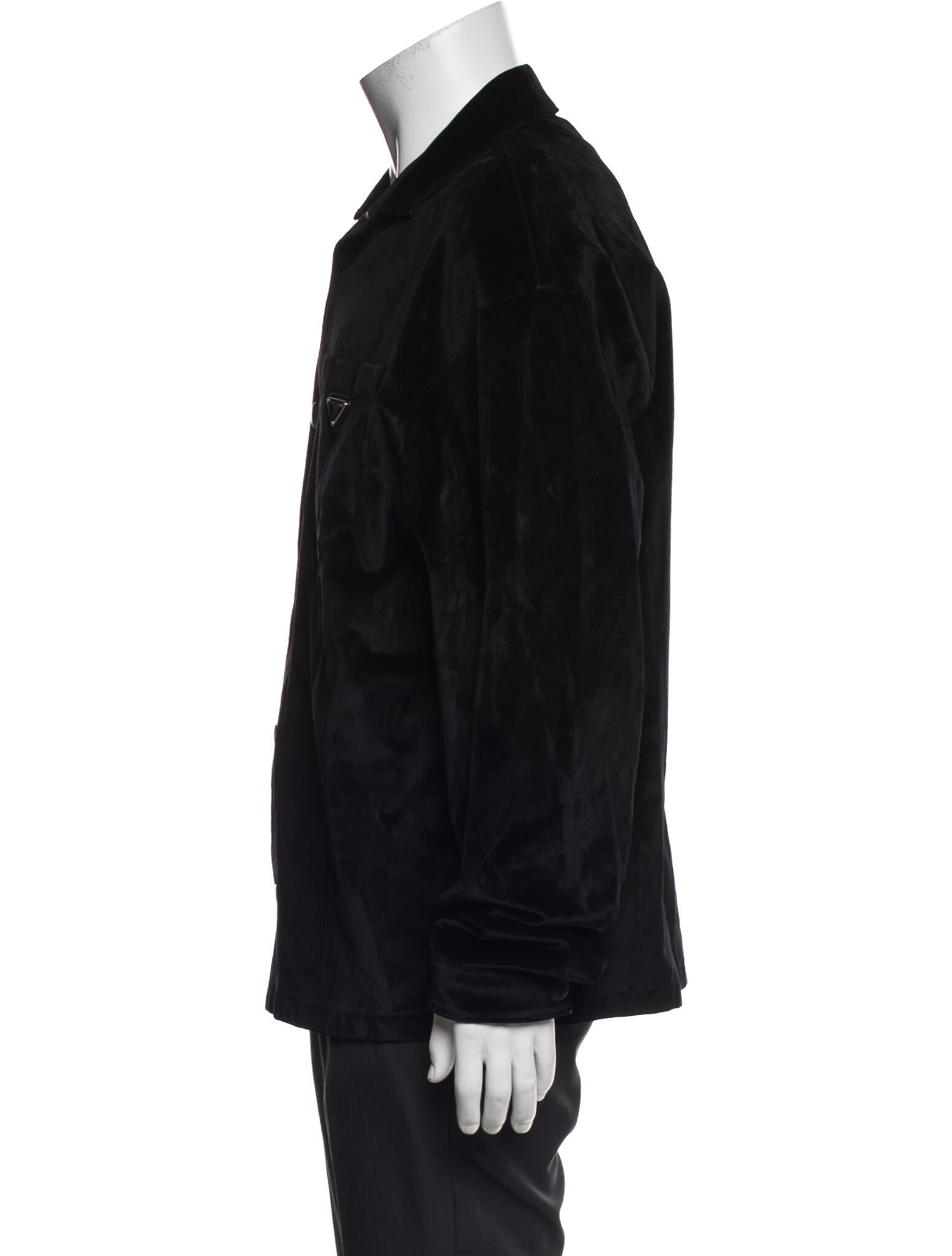 Prada 2022 Enameled Metal Triangle Denim Jacket