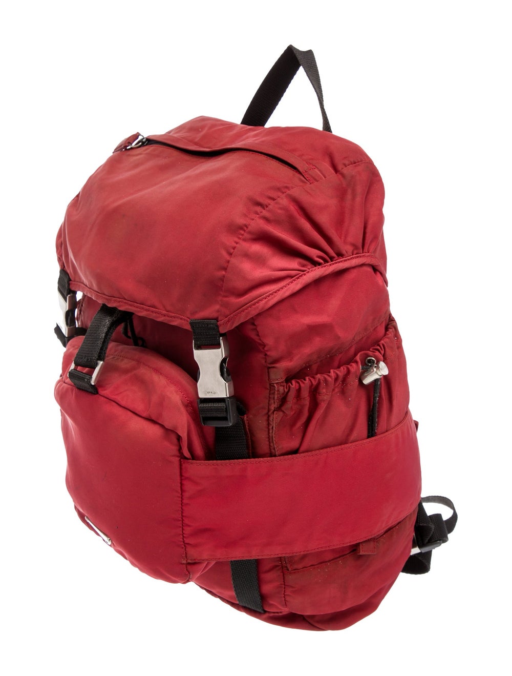 Prada Backpack Red Nylon Colorblock Pattern Antiq… - image 2