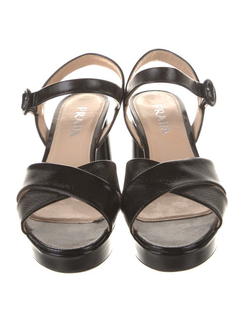 Prada Saffiano Leather Slingback Sandals