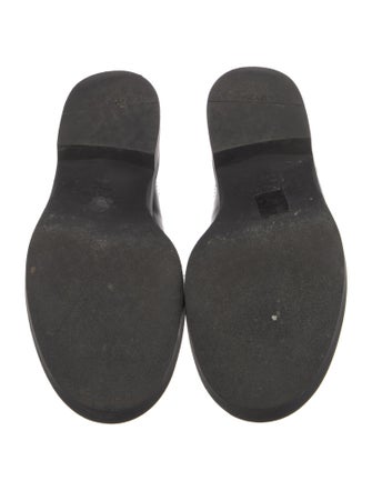 Prada Enameled Metal Triangle Patent Leather Mules