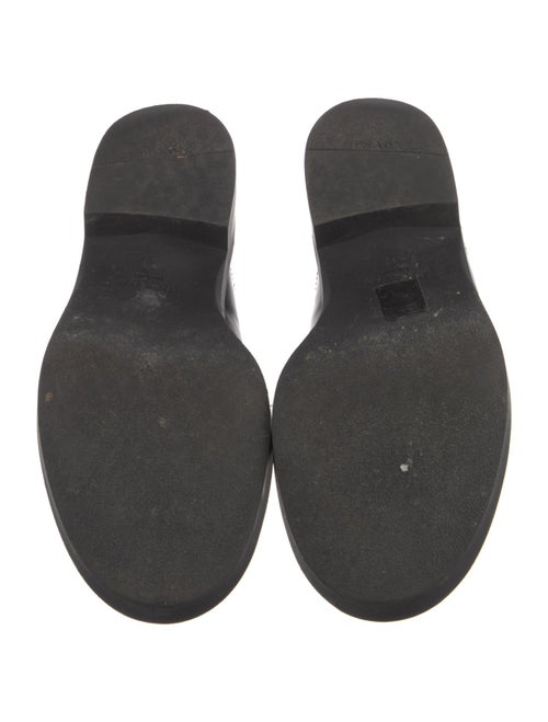 Prada Enameled Metal Triangle Patent Leather Mules