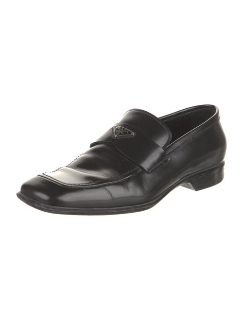 Prada Patent Leather Embroidered Accent Loafers