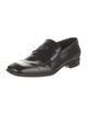 Prada Patent Leather Embroidered Accent Loafers
