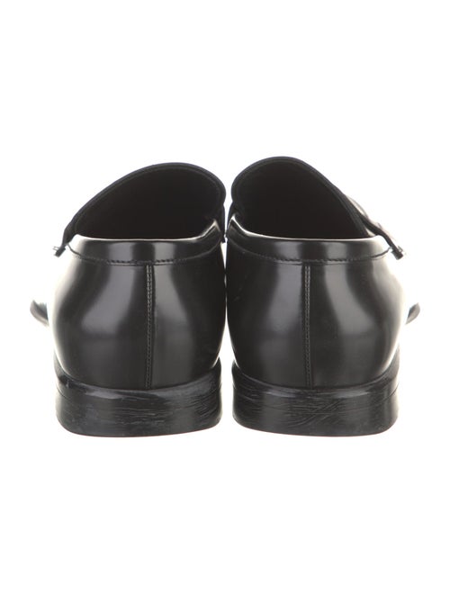 Prada Patent Leather Embroidered Accent Loafers