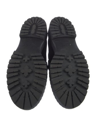 Prada Leather Embroidered Accent Loafers