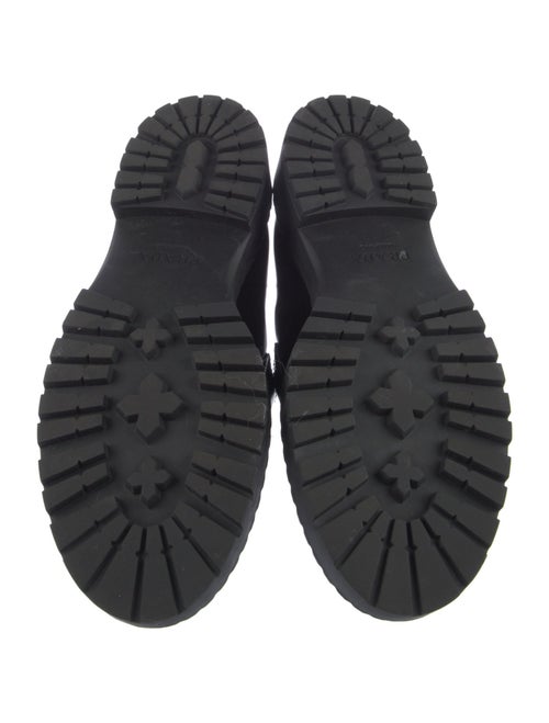 Prada Leather Embroidered Accent Loafers