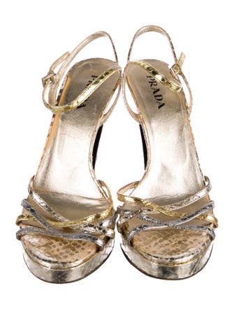 Prada Snakeskin Colorblock Pattern Sandals