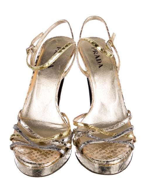 Prada Snakeskin Colorblock Pattern Sandals