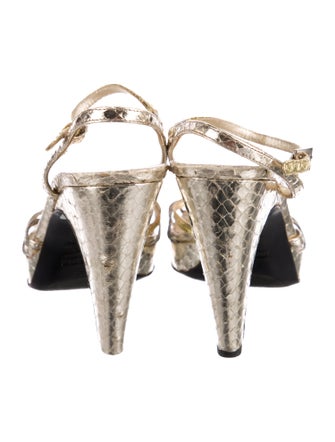 Prada Snakeskin Colorblock Pattern Sandals