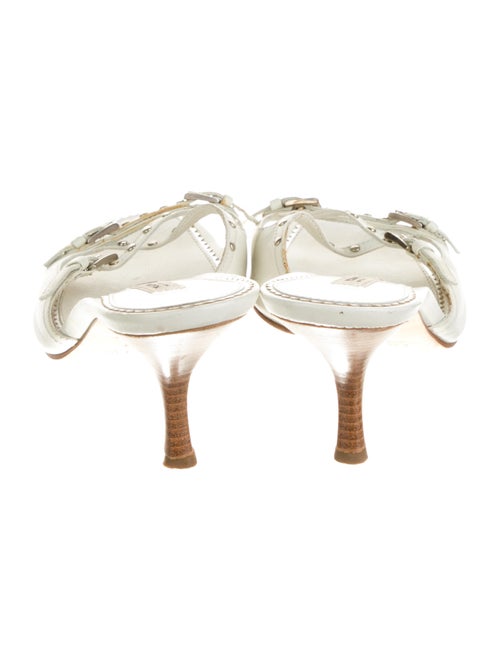 Prada Leather Cutout Accent Mules