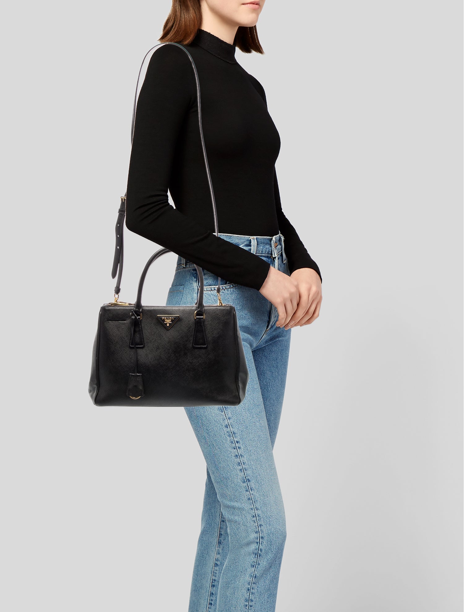 Prada Saffiano Lux Leather Galleria Double Zip Small