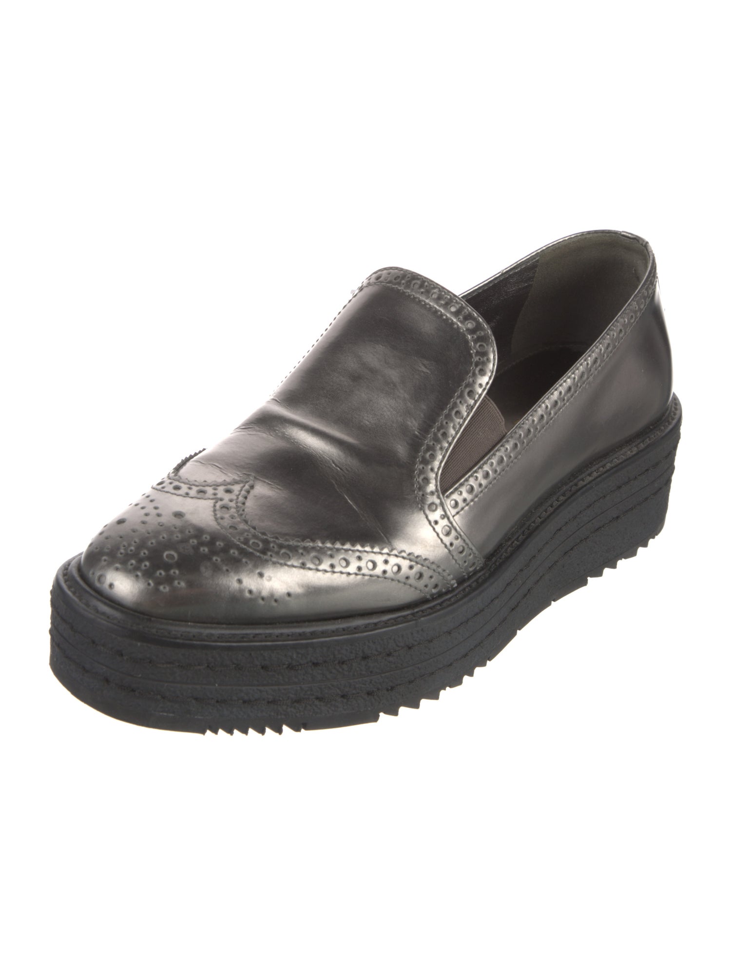 Prada Patent Leather Lasercut Accents Loafers