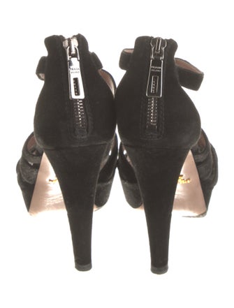 Prada Suede Cutout Accent Sandals