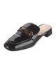 Prada Enameled Metal Triangle Patent Leather Mules