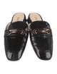Prada Enameled Metal Triangle Patent Leather Mules