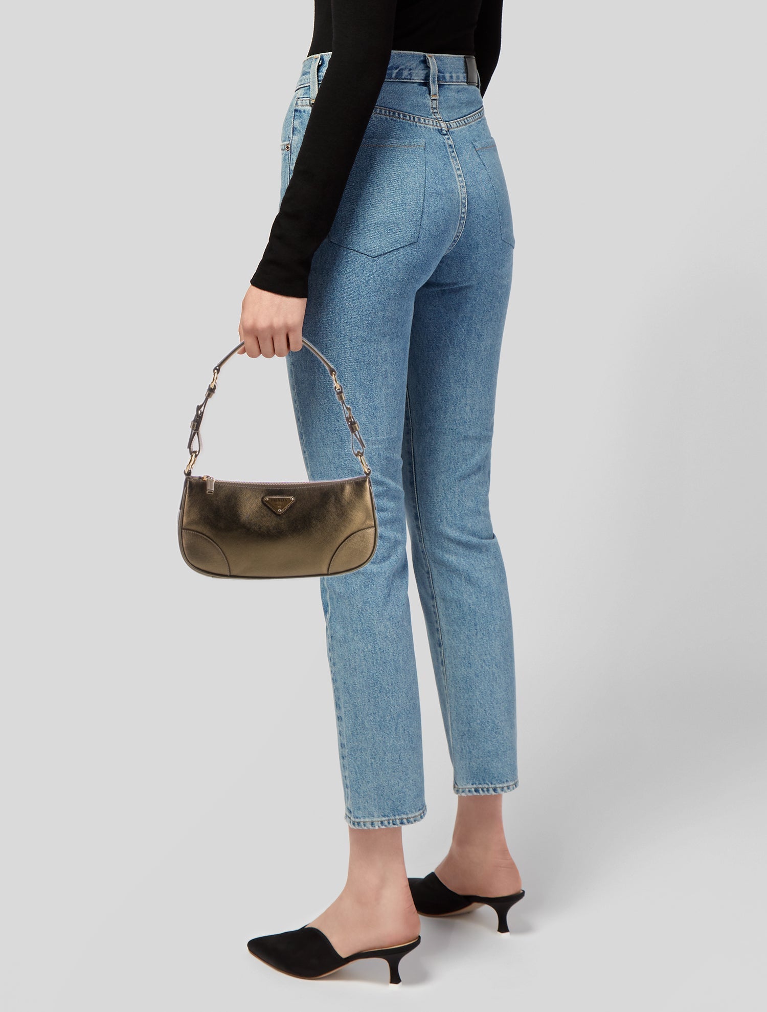 Prada Enameled Metal Triangle Shoulder Bag