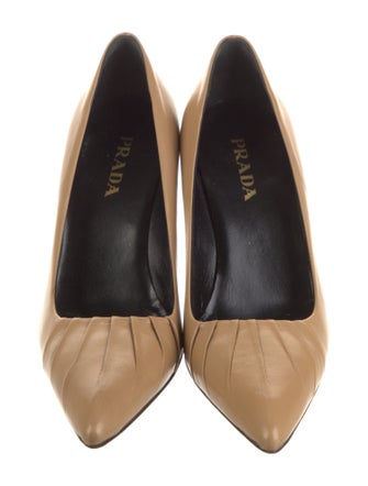 Prada Leather Pleated Accents Pumps