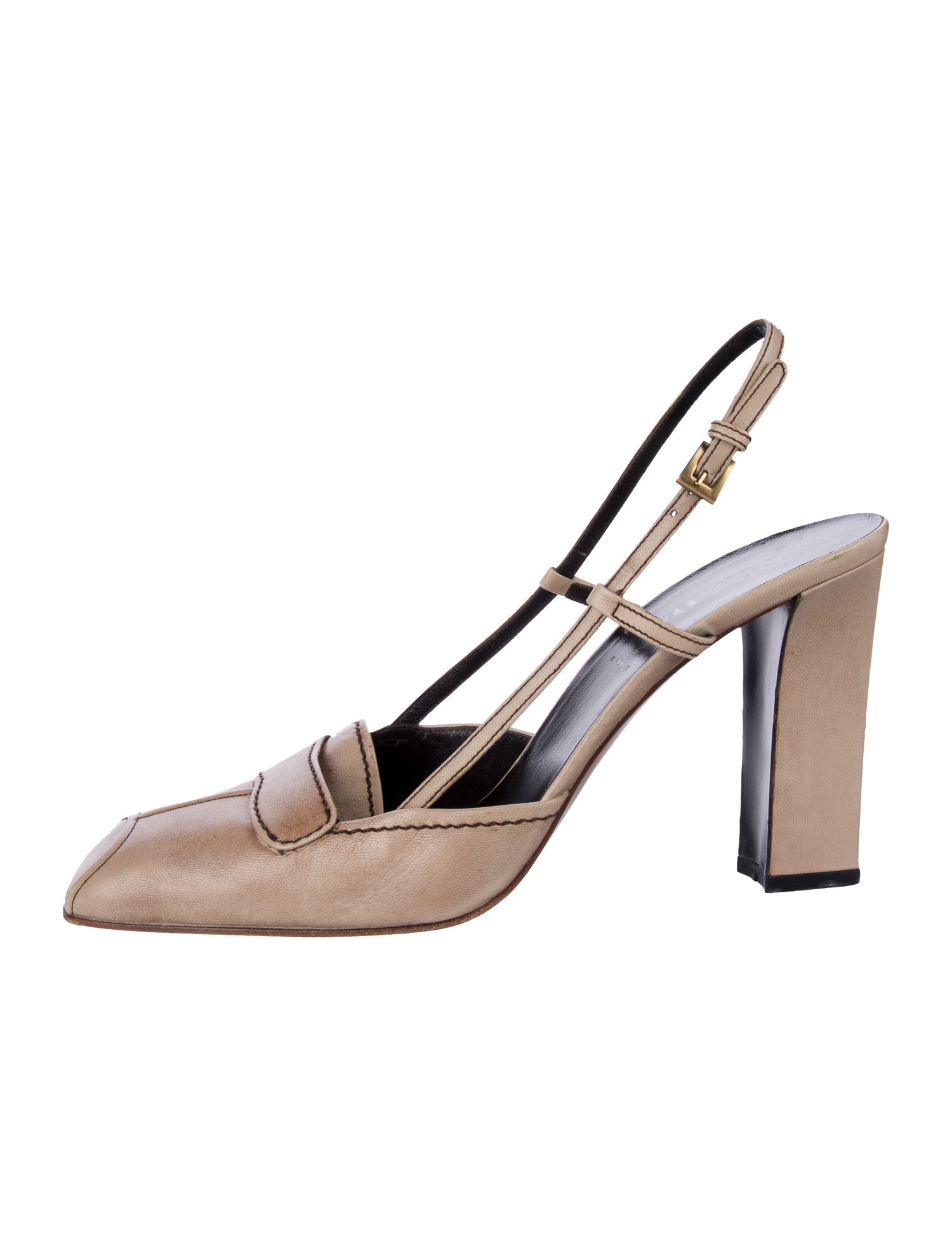 Prada Leather Cutout Accent Slingback Pumps