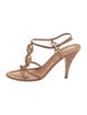 Prada Leather Chain-Link Accents T-Strap Sandals