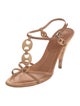 Prada Leather Chain-Link Accents T-Strap Sandals