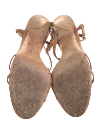 Prada Leather Chain-Link Accents T-Strap Sandals