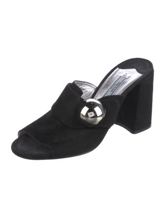 Prada Suede Studded Accents Slides