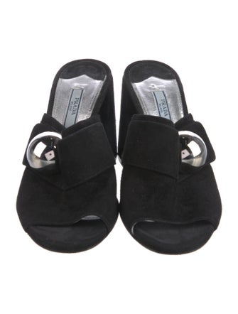 Prada Suede Studded Accents Slides