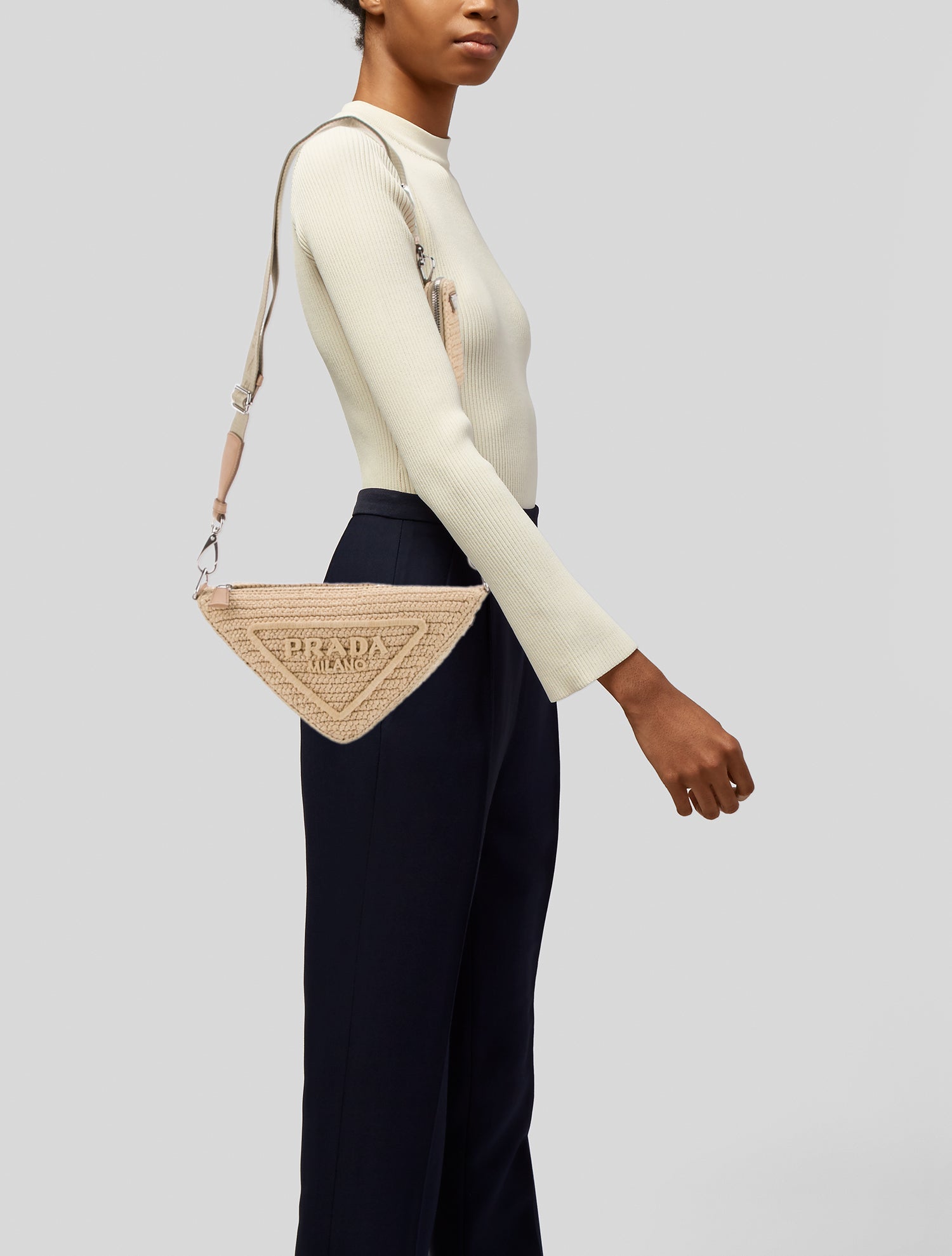 Prada Enameled Metal Triangle Triangle