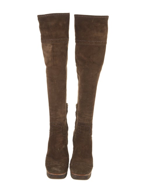 Prada Suede Whipstitch Trim Boots