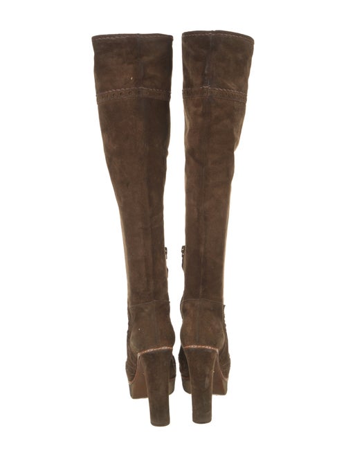 Prada Suede Whipstitch Trim Boots