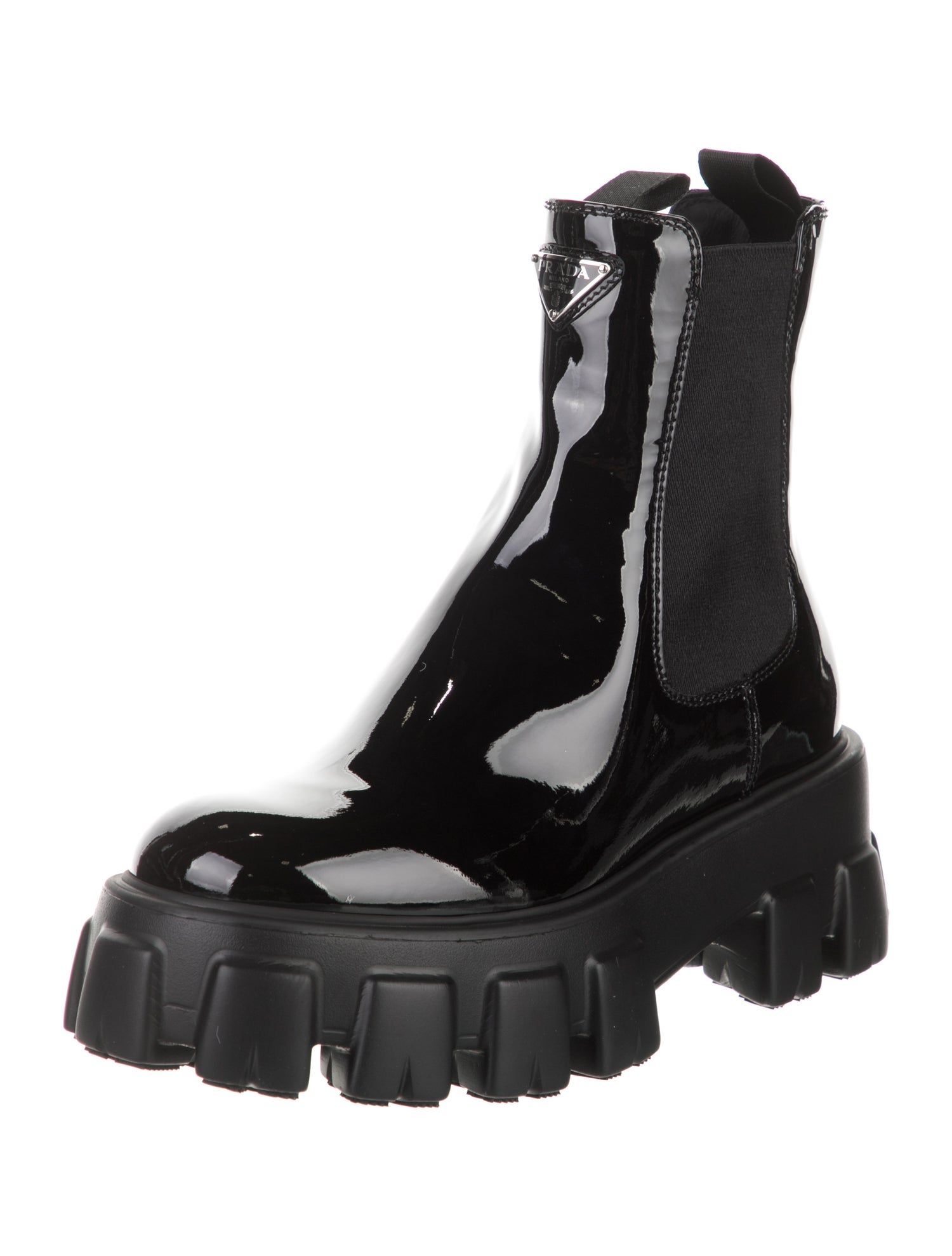 Prada Patent Leather Chelsea Boots