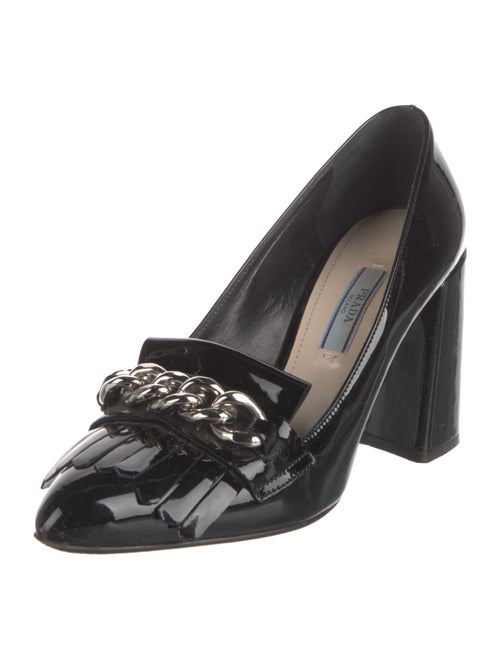 Prada Patent Leather Chain-Link Accents Pumps