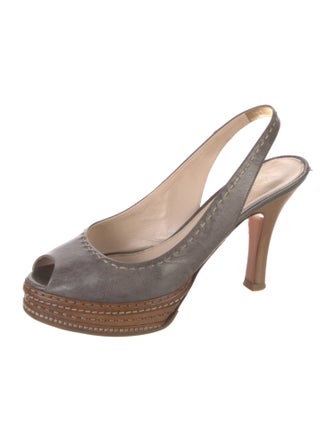 Prada Leather Animal Print Slingback Pumps