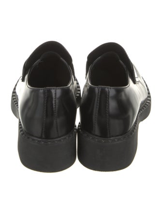 Prada Enameled Metal Triangle Patent Leather Oxfords